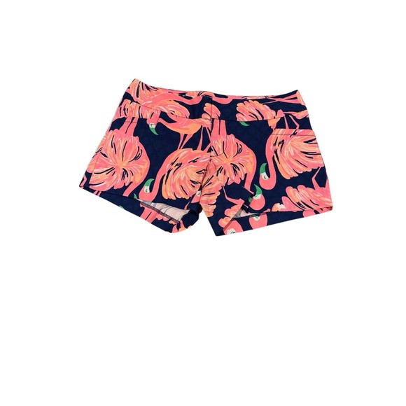 Lilly Pulitzer 4" Ellie Shorts Resort Navy Gimme Some Leg Flamingos Coastal‎ 00 - Picture 1 of 7
